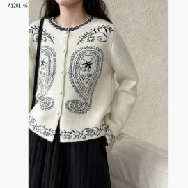 ÁO LEN DỆT KIM THÊU HỌA TIẾT THANH LỊCH - sỉ 310k