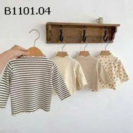 Áo dài tay cổ cao viền bèo nhún kiểu dáng mùa xuân mới cho bé - giá sỉ 95k