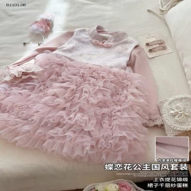 Đầm công chúa tutu dễ thương cho bé gái, chân váy dệt hoa văn jacquard- giá sỉ 328k