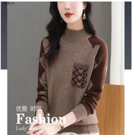 ÁO LEN PHỐI MÀU CỔ LỌ NỮ- sỉ 180k