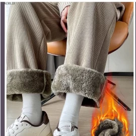 QUẦN ỐNG RỘNG LÓT NHUNG NỮ  - sỉ 143k