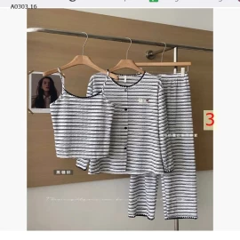 BỘ NGỦ KẺ 3 CHI TIẾT NỮ  - sỉ 265k