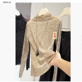 ÁO THUN LƯỚI DÀI TAY CỔ CAO ANNA- sỉ 110k