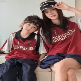 ÁO THUN CỔ POLO PHỐI MÀU MẸ VÀ BÉ-Giá sỉ  90-110: 139k 120-150: 159k XS-XL: 185k