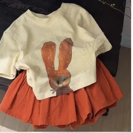 SÉT VÁY THỎ CAM 2 CHI TIẾT-Giá sỉ áo 120k, cv 150k