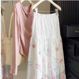 CHÂN VÁY HOA PHỐI REN ANNA  - sỉ 180k