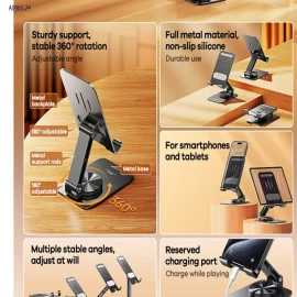 GIÁ ĐỠ ĐIỆN THOẠI/ MÁY TÍNH BẢNG REMAX RM-C38 – FULL KIM LOẠI, XOAY 360°  - sỉ 104k