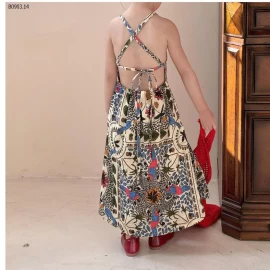 MAXI HOA 2 DÂY HỞ LƯNG - sỉ 175k