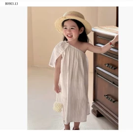 ĐẦM SUÔNG TRẮNG LỆCH VAI- sỉ 168k