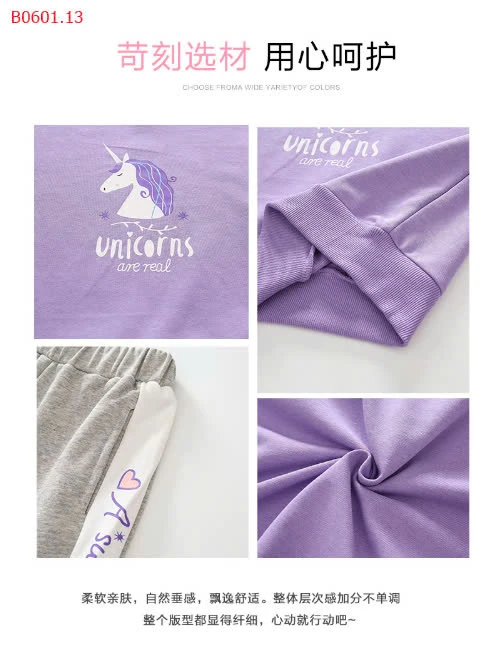 BỘ NỈ UNICORN BÉ GÁI SIZE ĐẠI-sỉ 135k