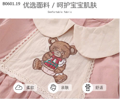 Váy baby doll kiểu Pháp Cổ Thêu Thỏ Thu Đông-sỉ 142k