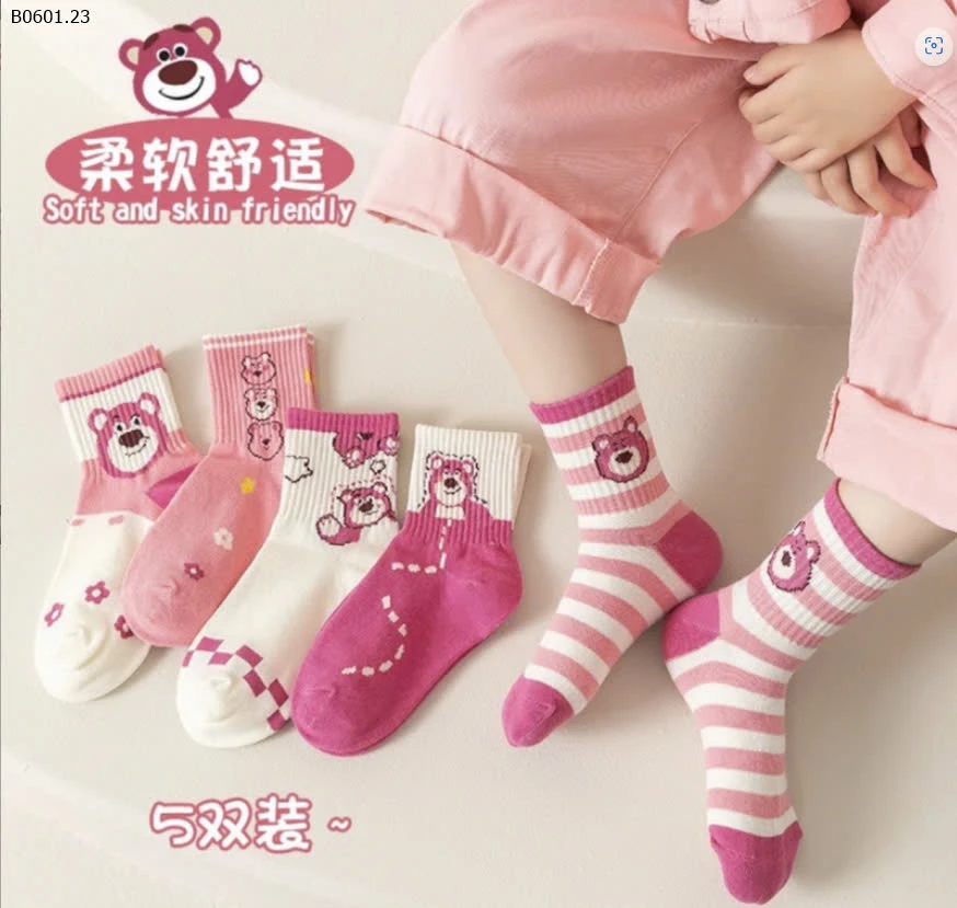Sét 10 đôi tất gấu dâu- Sỉ 56k/ 1 sét 10 đôi