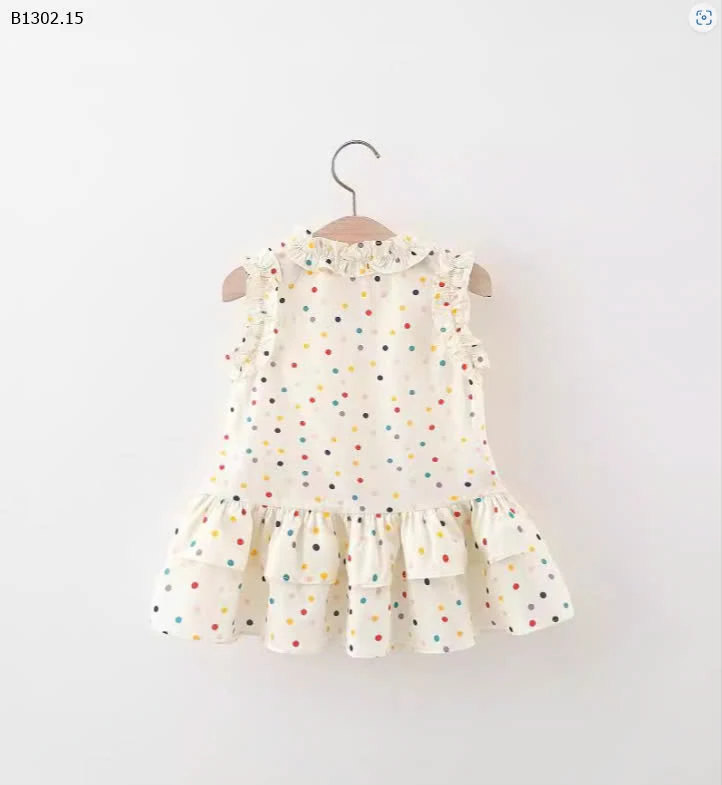 VÁY SÁT NÁCH VIỀN BÈO CHẤM BI BG - si 124k