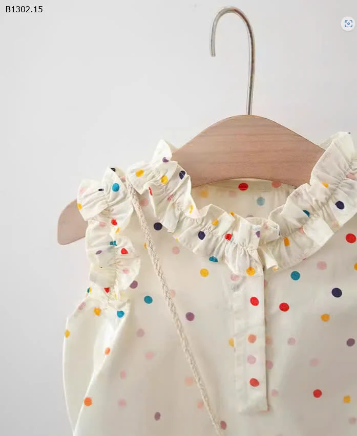 VÁY SÁT NÁCH VIỀN BÈO CHẤM BI BG - si 124k