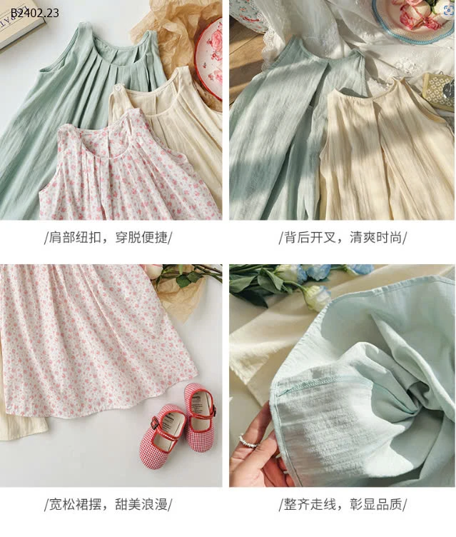 VÁY SÁT NÁCH XẾP LY BÉ GÁI HỞ LƯNG-sỉ 143k