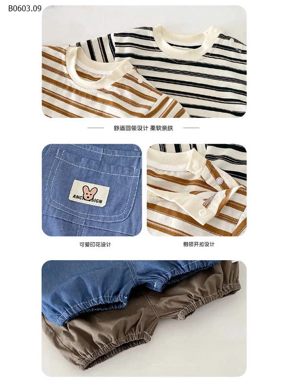 SET ÁO KẺ MIX QUẦN YẾM -sỉ 218k