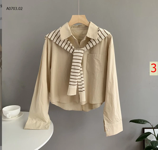 ÁO SƠ MI KẺ KÈM KHĂN NỮ -sỉ 185k