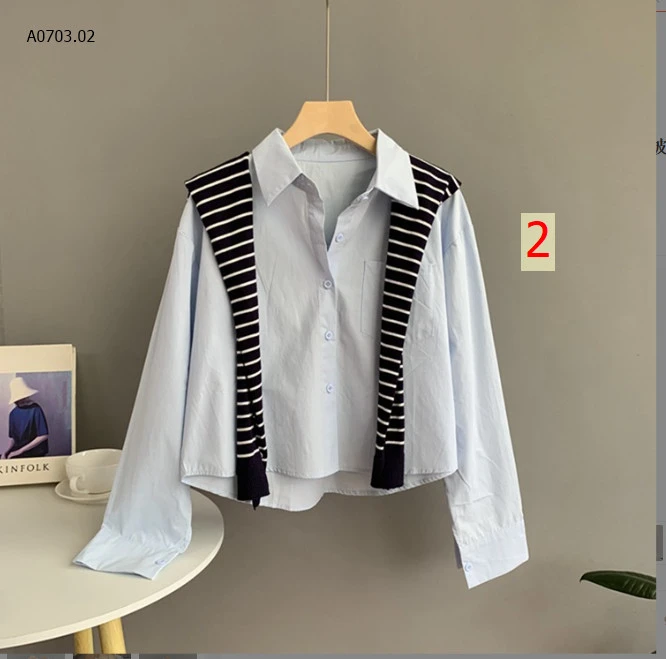 ÁO SƠ MI KẺ KÈM KHĂN NỮ -sỉ 185k