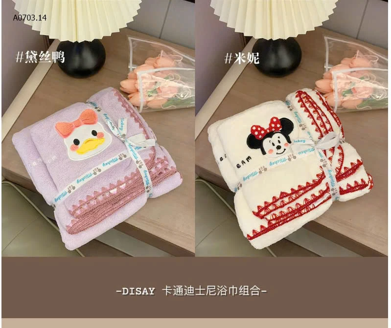 SÉT KHĂN MẶT + KHĂN TẮM  DISNEY XINH ƠI LÀ XINH-sỉ 84k