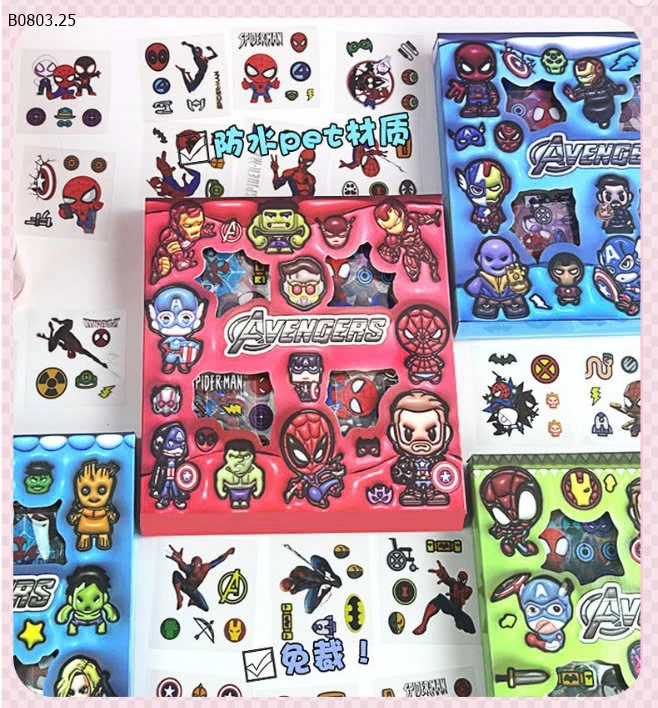 HỘP 1PP NHÃN DÁN SIÊU NHÂN -sỉ 46k