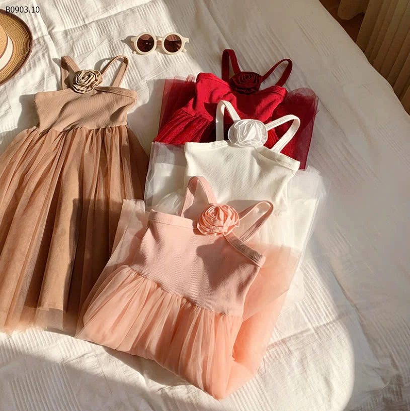 ĐẦM VOAN CỔ YẾM HOA HỒNG-sỉ 151k