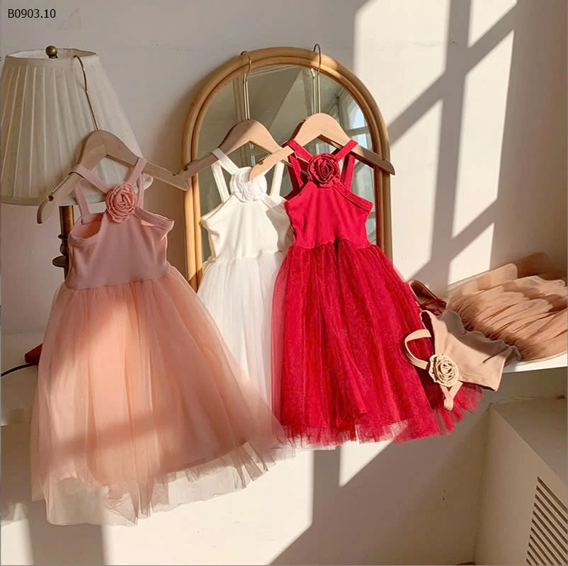 ĐẦM VOAN CỔ YẾM HOA HỒNG-sỉ 151k