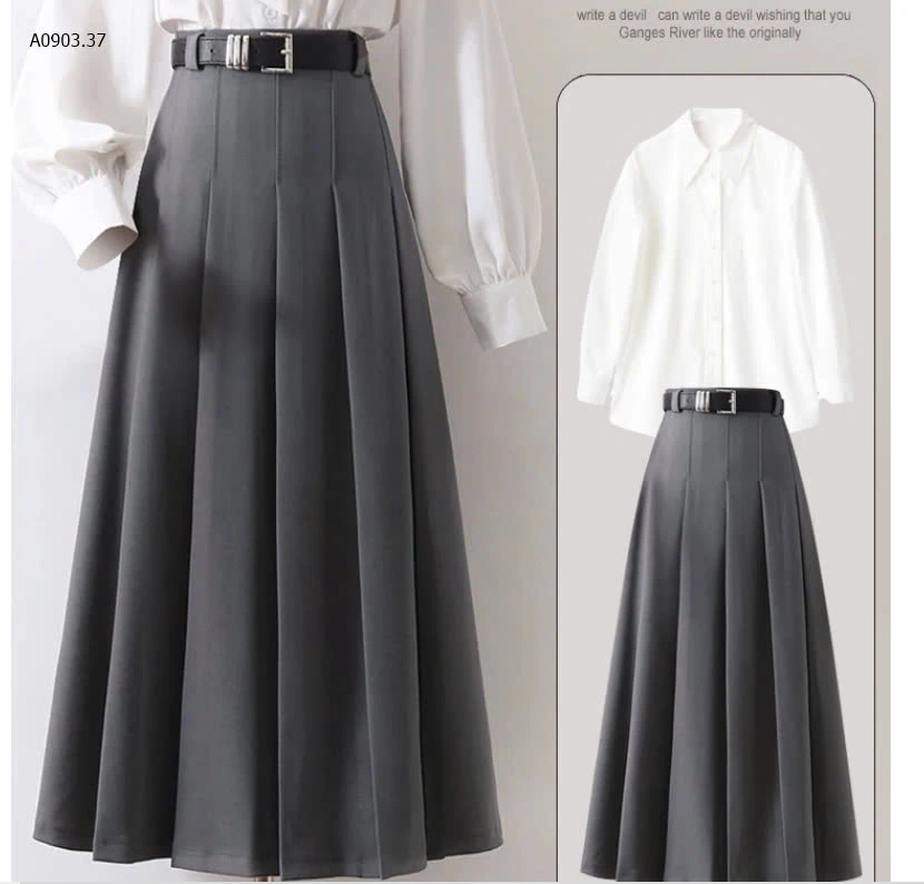 CHÂN VÁY DÁNG DÀI XẾP LY ANNA-165k