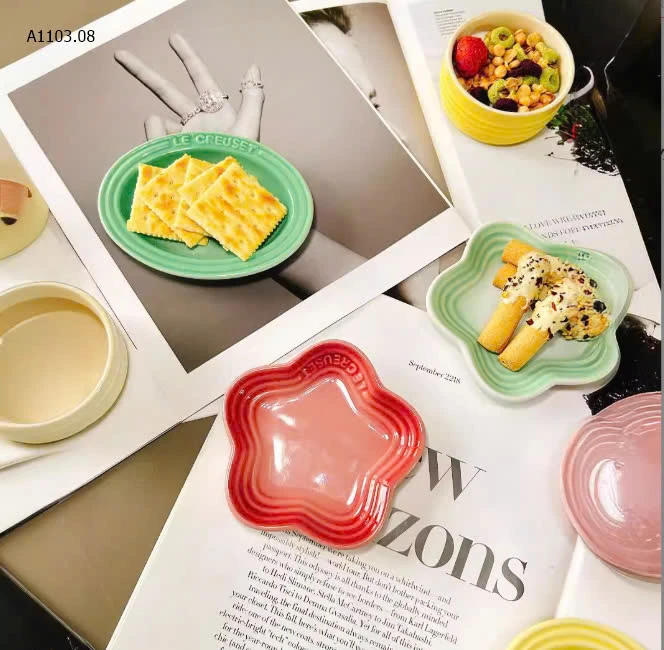 Đĩa nhỏ lecreuset hoa -sỉ 210k/set 6c mix màu