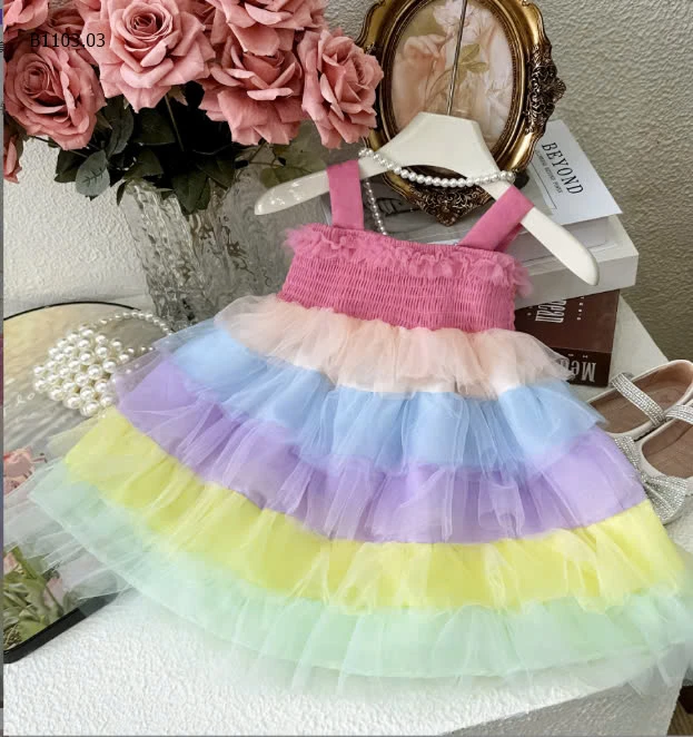 VÁY 2 DÂY CÔNG CHÚA NHIỀU TẦNG BÉ GÁI-sỉ 195k