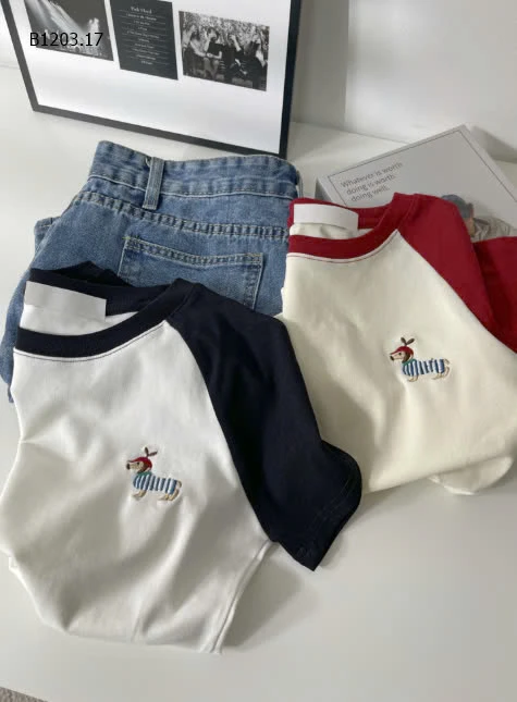 ÁO THÊU CÚN PHỐI MÀU TAY-sỉ 125k