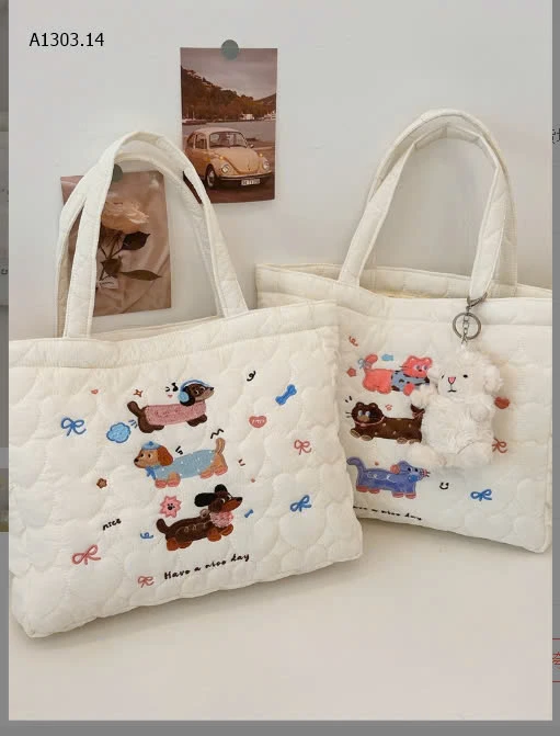 Túi Trần Bông Hình Cún,-sỉ 92k