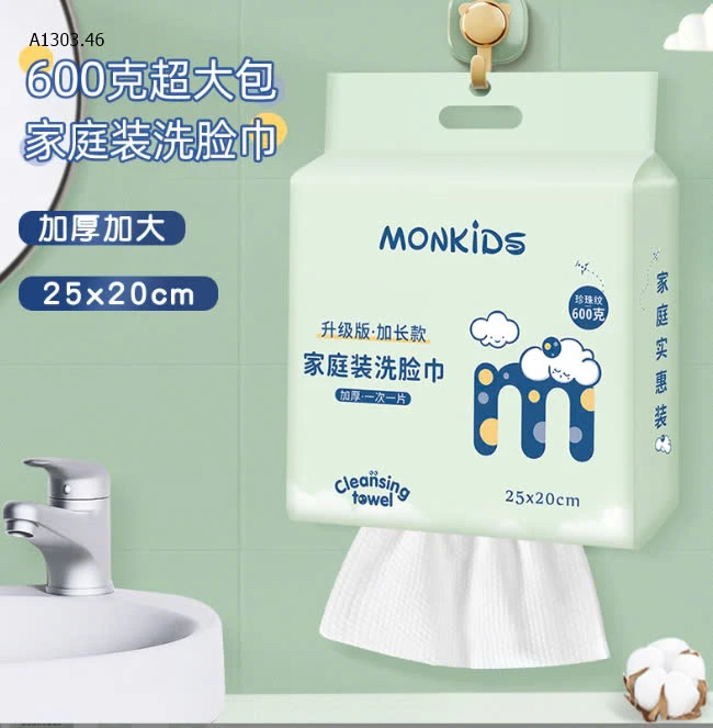 KHĂN GIẤY RỬA MẶT 1 LẦN ĐA NĂNG  MONKIDS-sỉ 100k