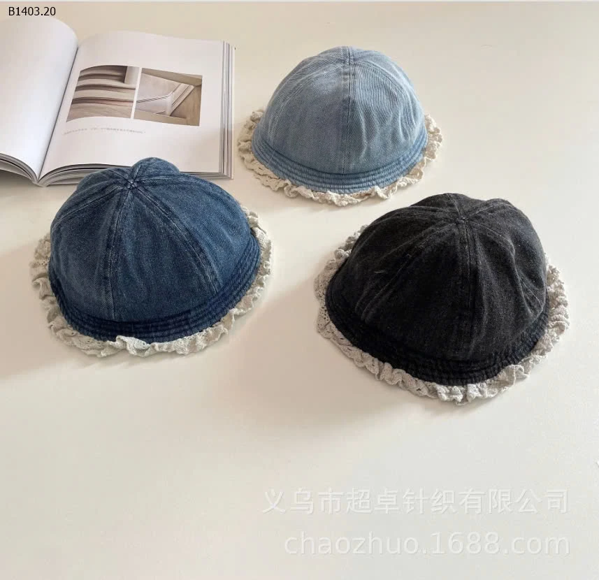 MŨ DENIM VIỀN REN CHO BÉ-sỉ 96k