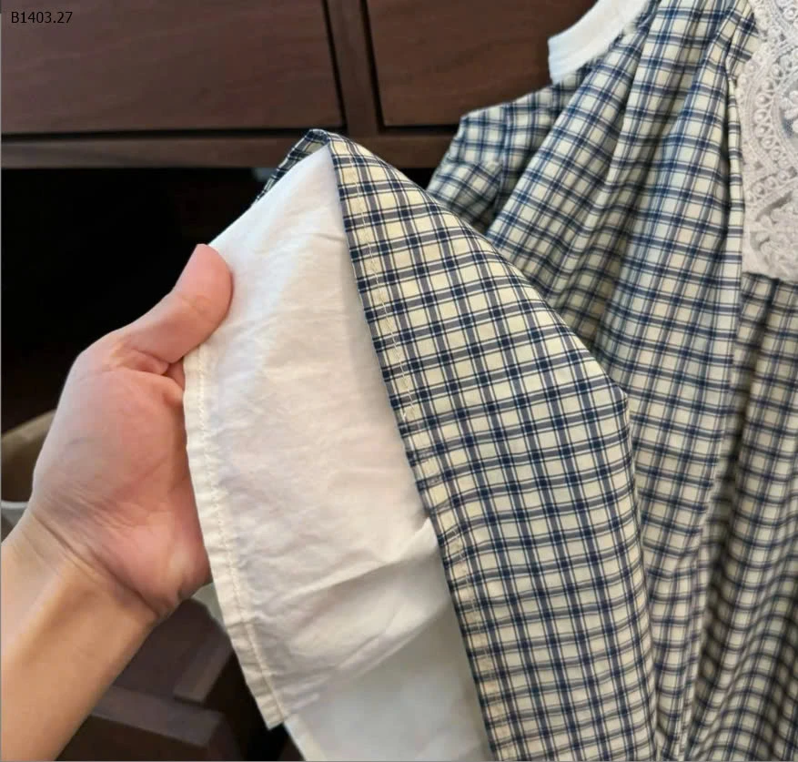 SET VÁY KẺ CARO MIX ÁO 3 LỖ CHO BG-sỉ 199k