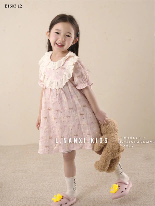 VÁY SUÔNG HỌA TIẾT CỔ BÈO BÉ GÁI -sỉ 173k