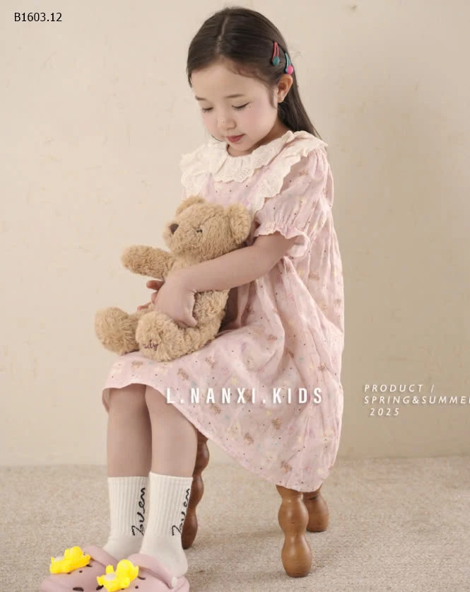 VÁY SUÔNG HỌA TIẾT CỔ BÈO BÉ GÁI -sỉ 173k