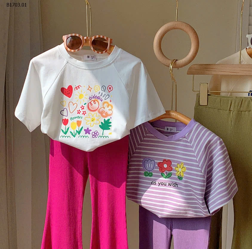 SÉT ÁO THUN QUẦN GÂN LOE-sỉ 167k