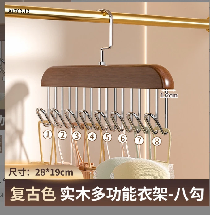 MÓC GỖ TREO ĐA NĂNG -sỉ 48k/set 3c mix màu