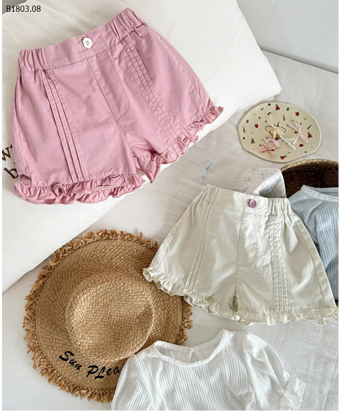 QUẦN SHORT LƯNG CHUN VIỀN BÈO CHO BÉ -sỉ 92k