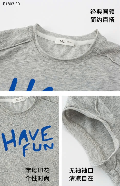 SET BỘ ÁO CỘC TAY HAVE FUN MIX QUẦN SOOC MBANG-sỉ 182k