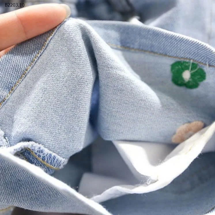 QUẦN SOOC JEAN THÊU HOA BÉ GÁI -sỉ 110k 