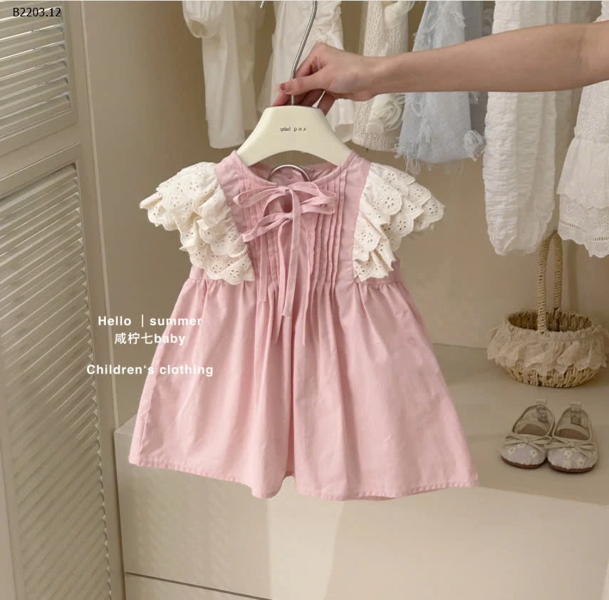 VÁY CÁNH TIÊN PHỐI REN BÉ GÁI -sỉ 205k