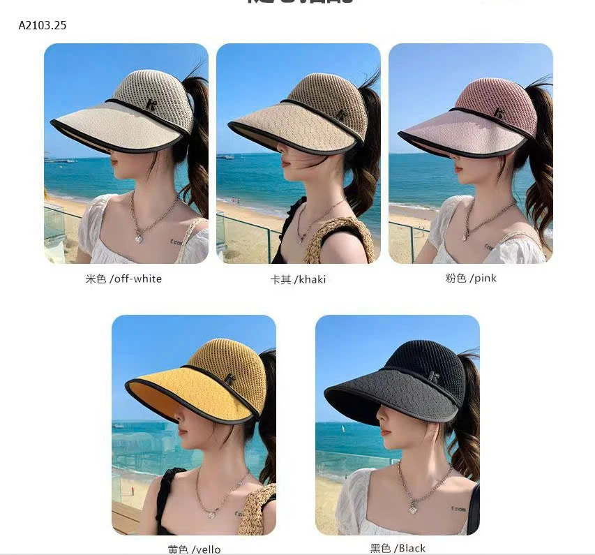 MŨ NẮNG NỬA ĐẦU VÀNH RỘNG -sỉ 47k