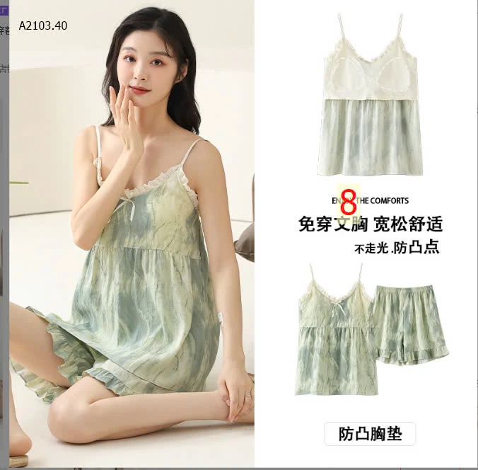 BỘ ĐỒ NGỦ HAI DÂY KÈM BRA-sỉ 156k