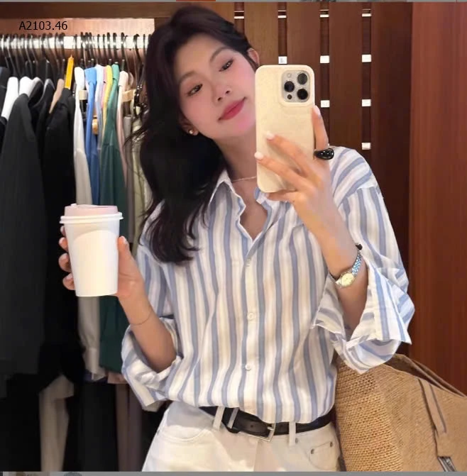 ÁO SƠ MI KẺ XANH BẢN TO CHO NỮ -sỉ 179k