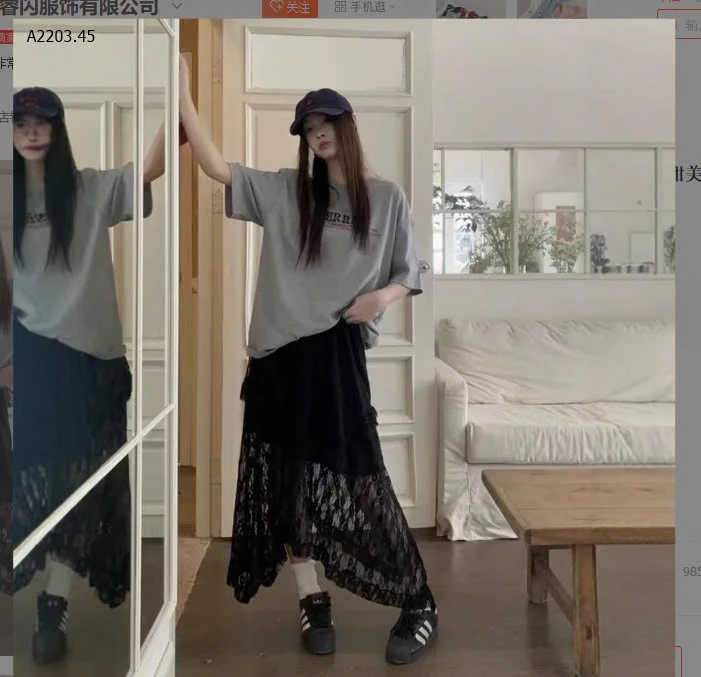 CHÂN VÁY REN VẠT LỆCH TRENDY-sỉ 192k