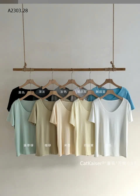 ÁO THUN TRƠN CỔ V CATKAISER-sỉ 118k