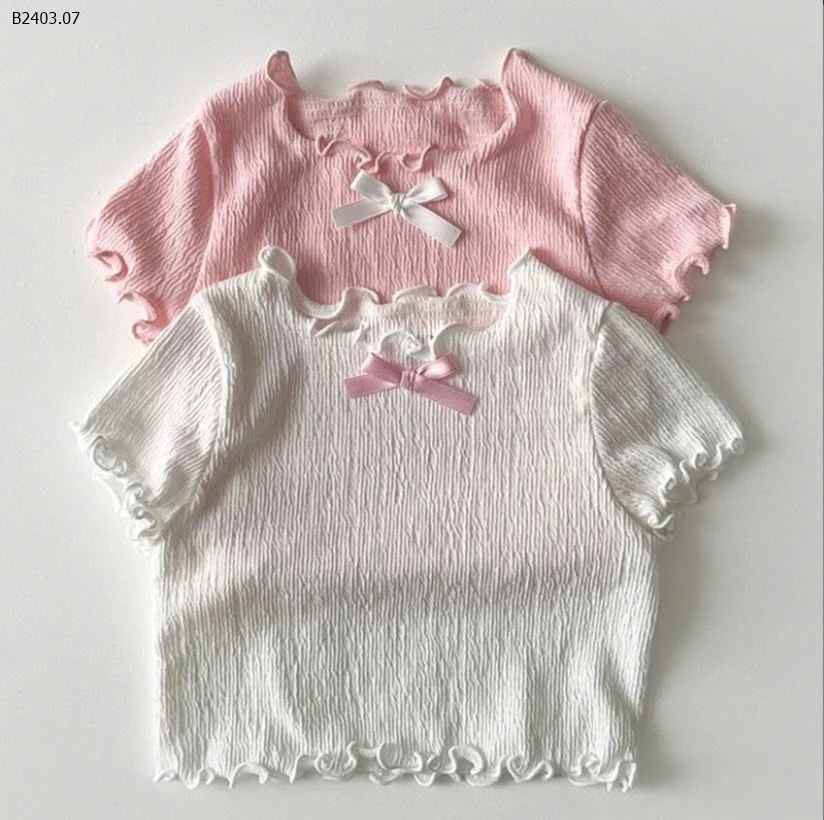 ÁO THUN NƠ VIỀN BÈO CHO BÉ GÁI-sỉ 103k