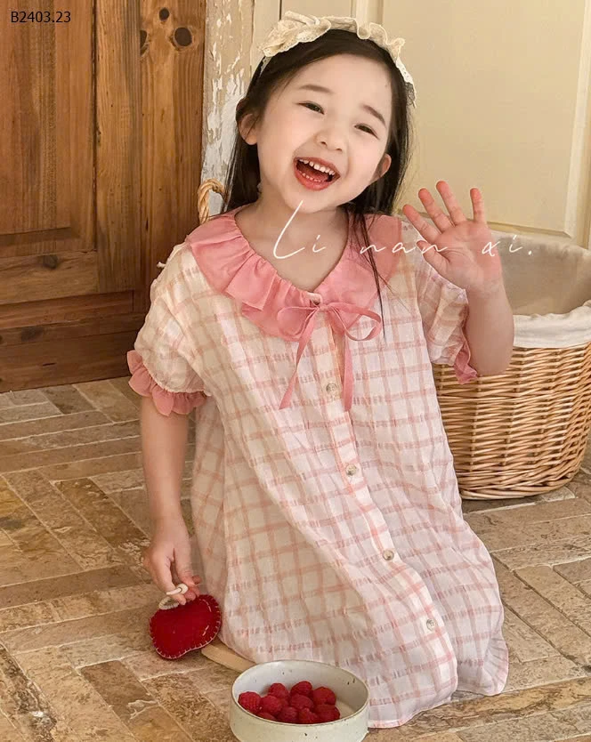 VÁY SUÔNG HỌA TIẾT CỔ BÈO BÉ GÁI-sỉ 158k