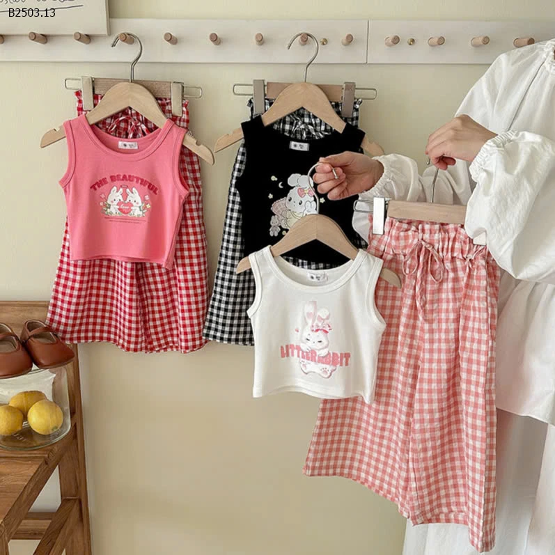 SET ÁO BA LỖ MIX QUẦN ỐNG RỘNG CARO BG-sỉ 150k